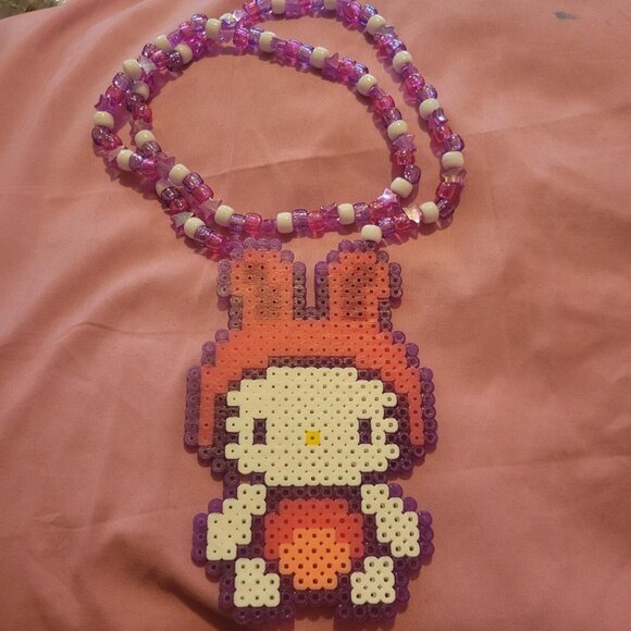 Bunny Hello Kitty Large Perler Bead Necklace - Picture 1 of 4